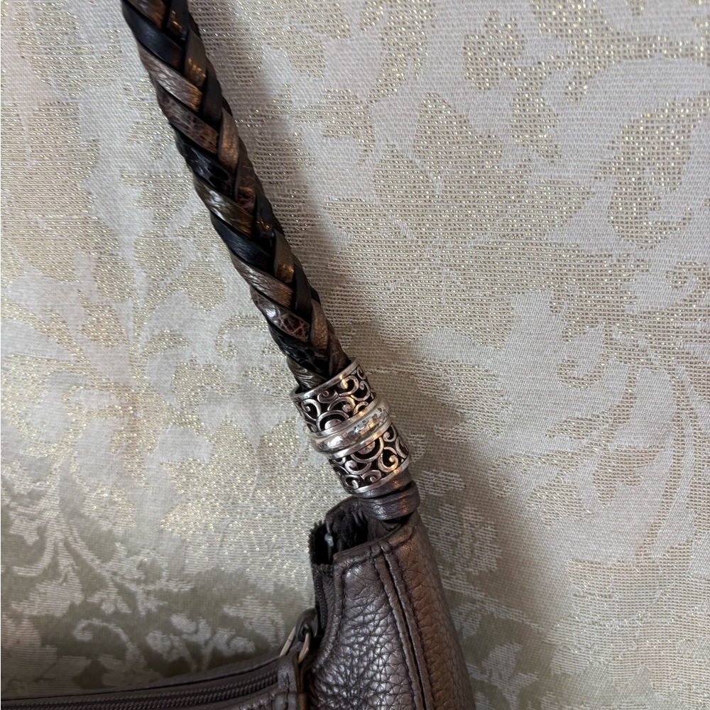 Brighton Barbados Pewter Pebbled Leather Hobo Bag with Heart Charms - Picture 10 of 16